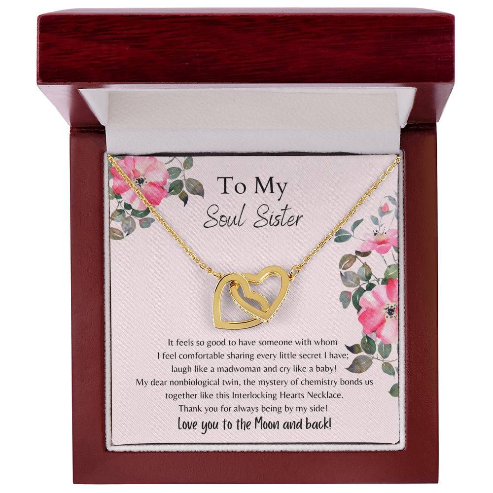 To My Soul Sister Interlocking Hearts Necklace