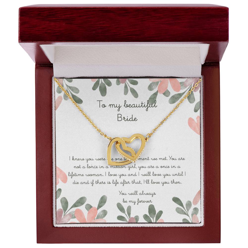 To My Beautiful Bride Interlocking Hearts Necklace