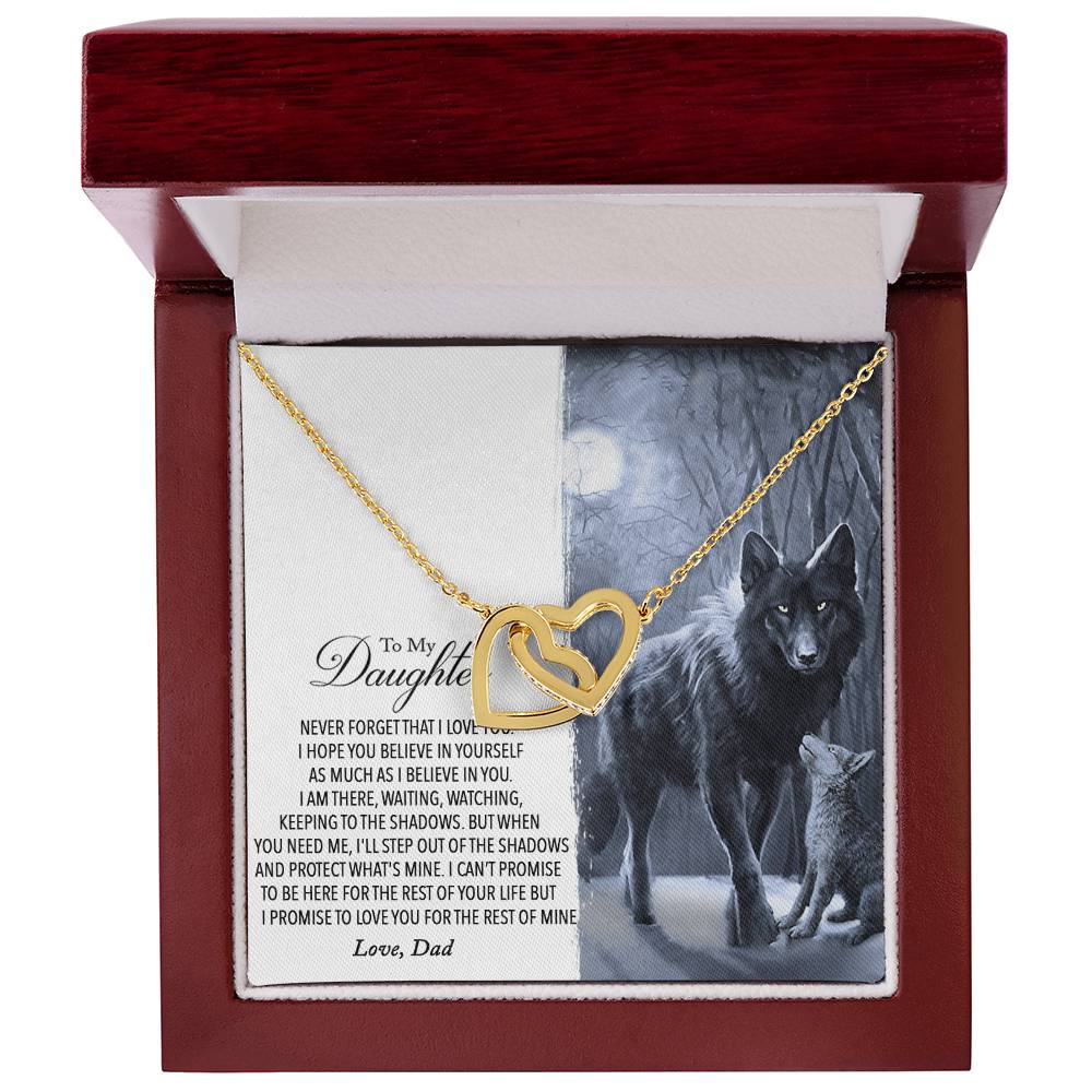 To My Daughter - Never Forget That I Love You Interlocking Hearts Necklace