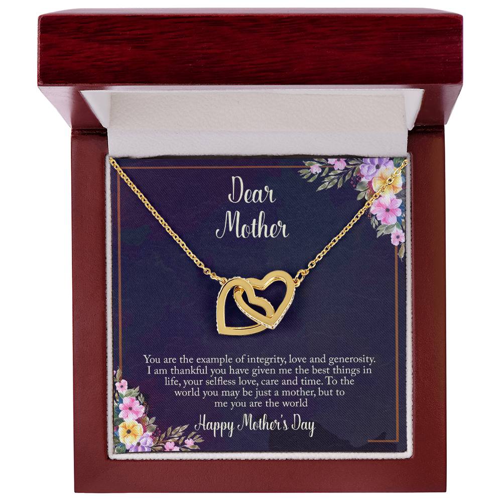 Mother'S Day Gift- Dear Mother Necklace Interlocking Hearts Necklace