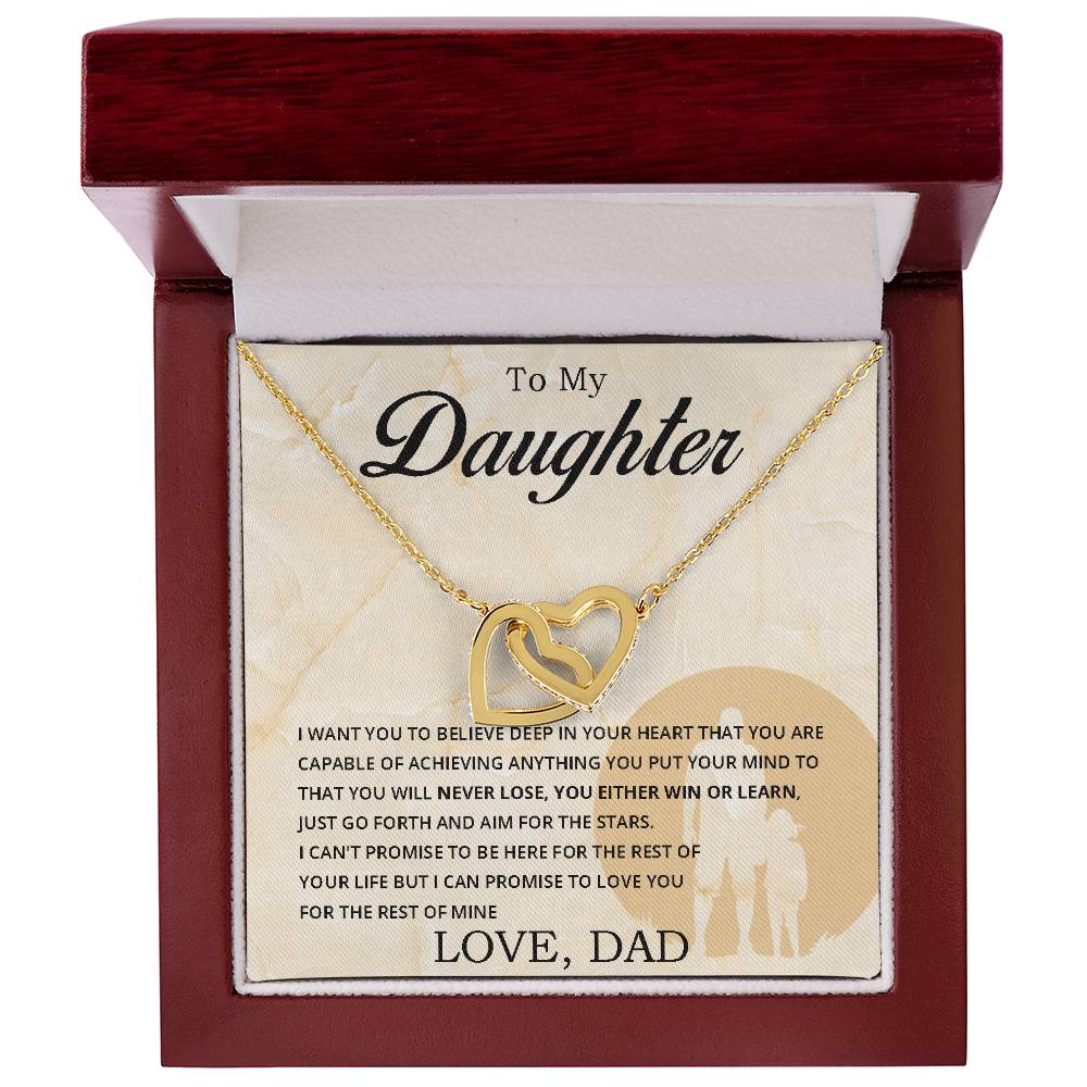 To My Daughter - You Can Never Lose - Necklace Interlocking Hearts Necklace