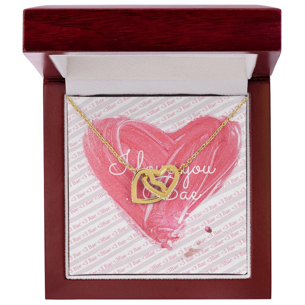 I Love You. Bae Cubic Zirconia Necklace Interlocking Hearts Necklace