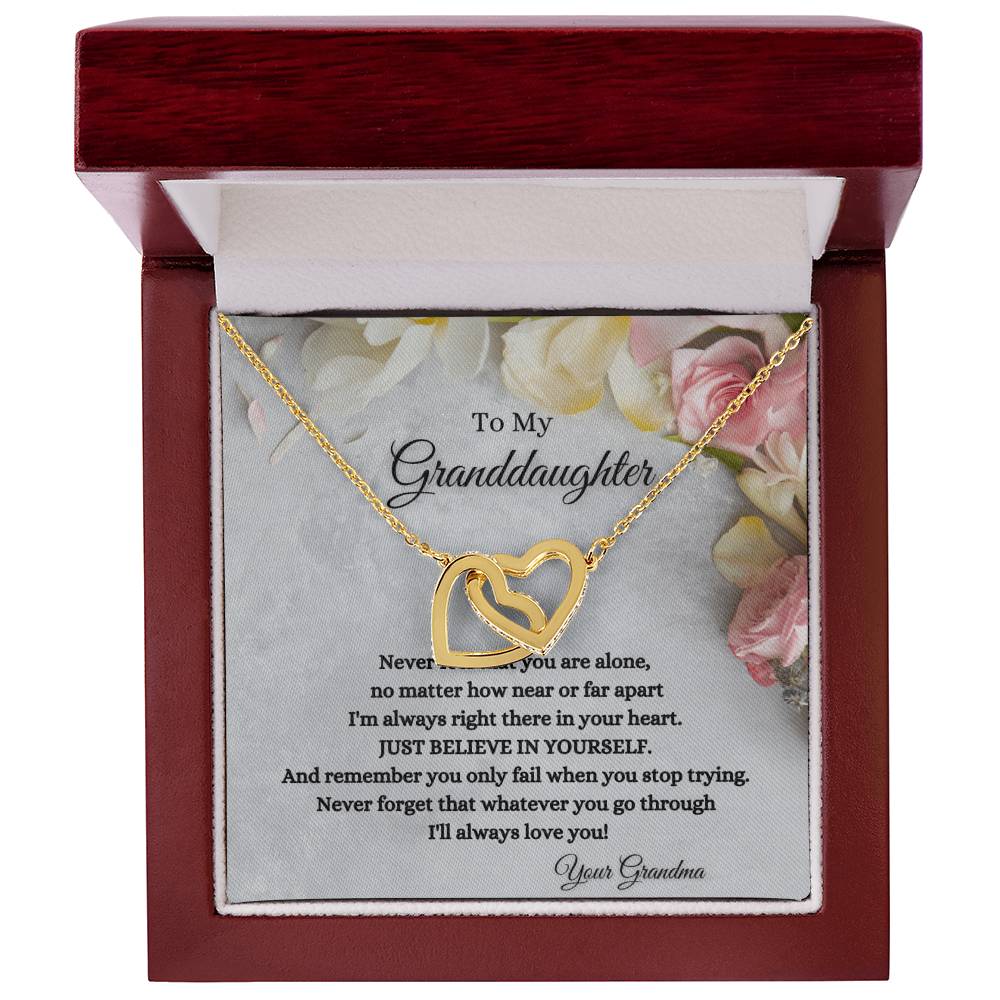 To My Granddaughter Interlocking Hearts Necklace
