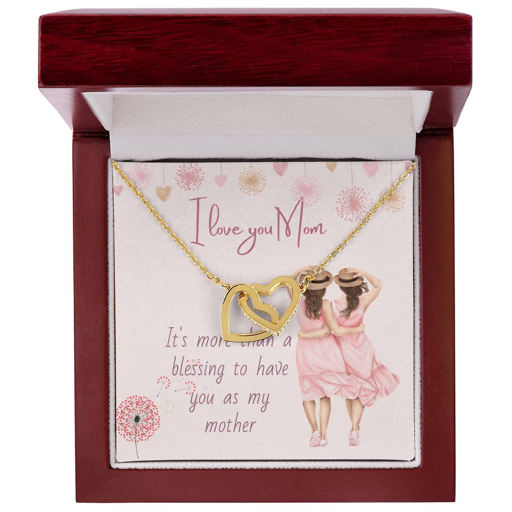 I Love You Mom Necklace Mom Necklace Mom Birthday Gift Mothers Necklace Gift Interlocking Hearts Necklace