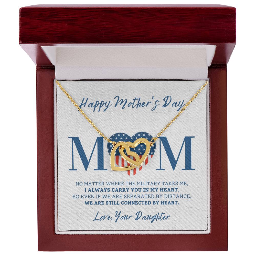 Military Daughter Carry You In My Heart Mother'S Day Necklace ???? Interlocking Hearts Necklace