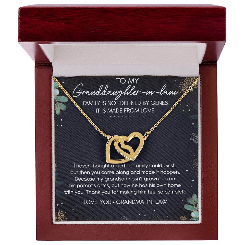 To My Granddaughter-In-Law Interlocking Hearts Necklace Message Card