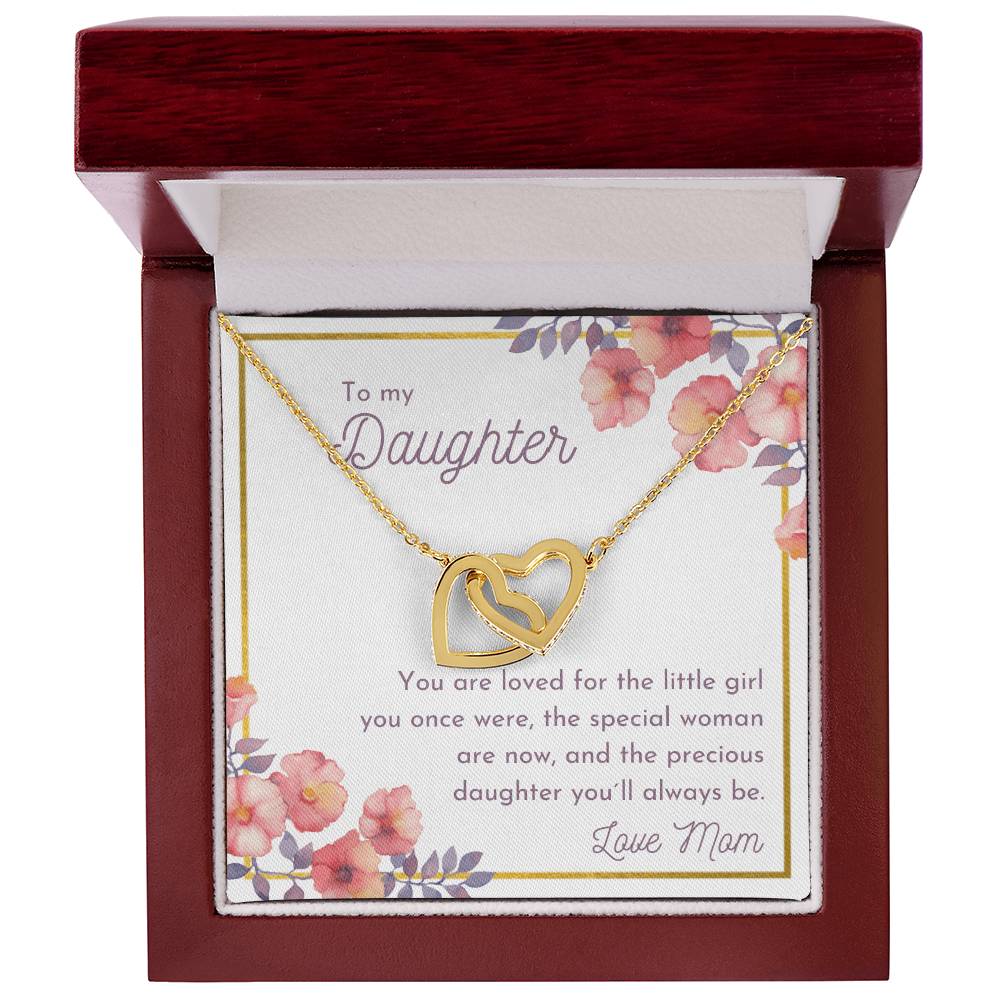 To My Daughter - You Are Loved Interlocking Hearts Necklace