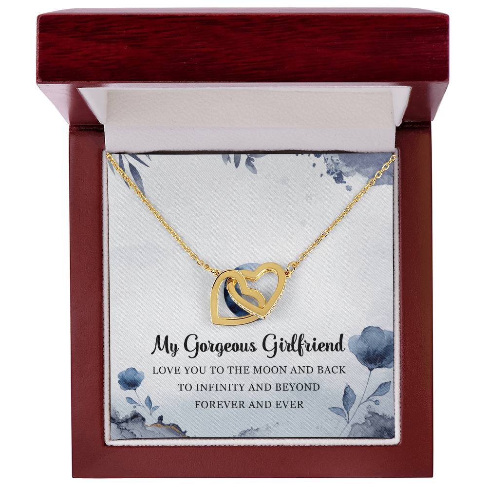 My Gorgeous Girlfriend Interlocking Hearts Necklace Message Card