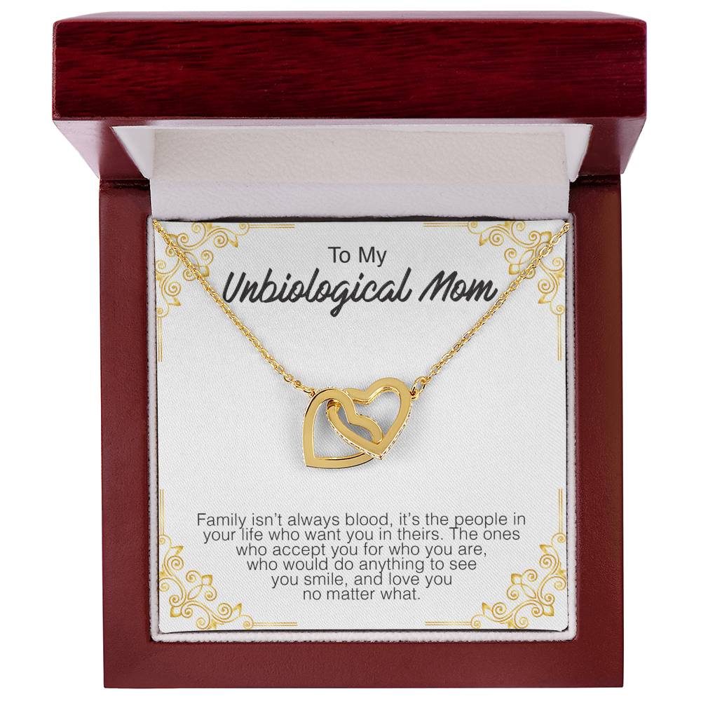 To My Unbiological Mom - Interlocking Hearts Premium Lovecube Interlocking Hearts Necklace