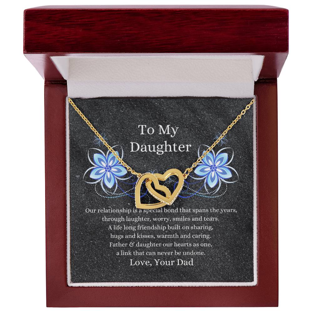 Father To Daughter Hearts As One Necklace Interlocking Hearts Necklace
