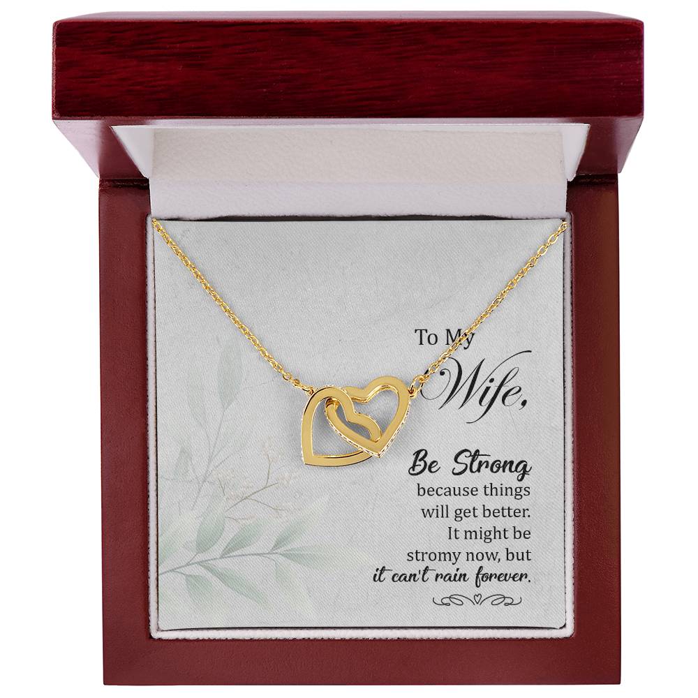 Gift For Wife - Be Strong Necklace Interlocking Hearts Necklace
