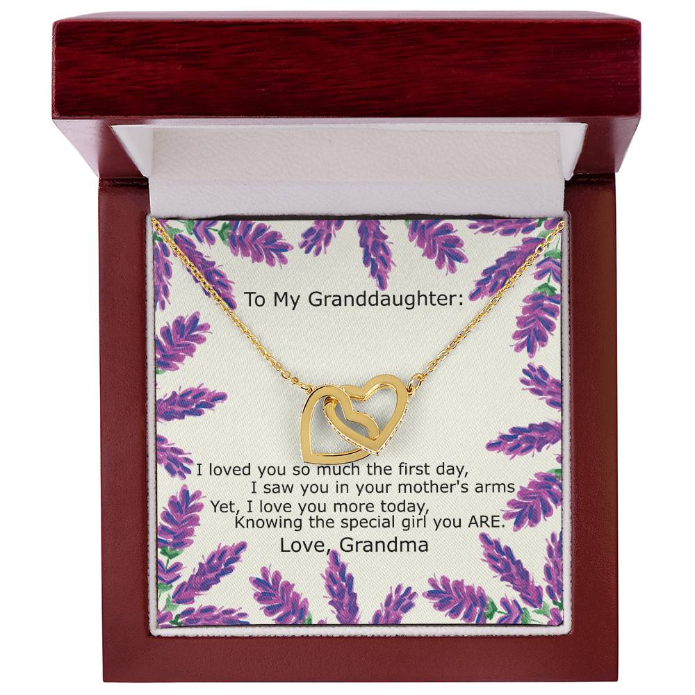 To My Granddaughter - Special Girl You Are Necklace Interlocking Hearts Necklace