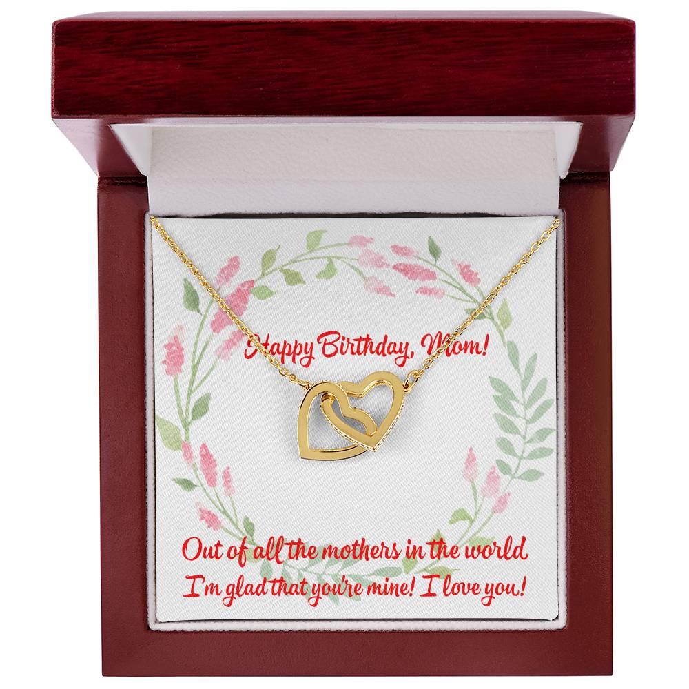 Happy Birthday Two Hearts Necklace For Mom Interlocking Hearts Necklace
