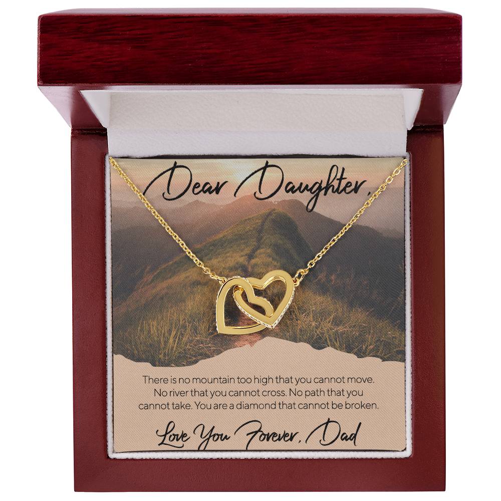 Dear Daughter - Love You Forever - Dad Interlocking Hearts Necklace