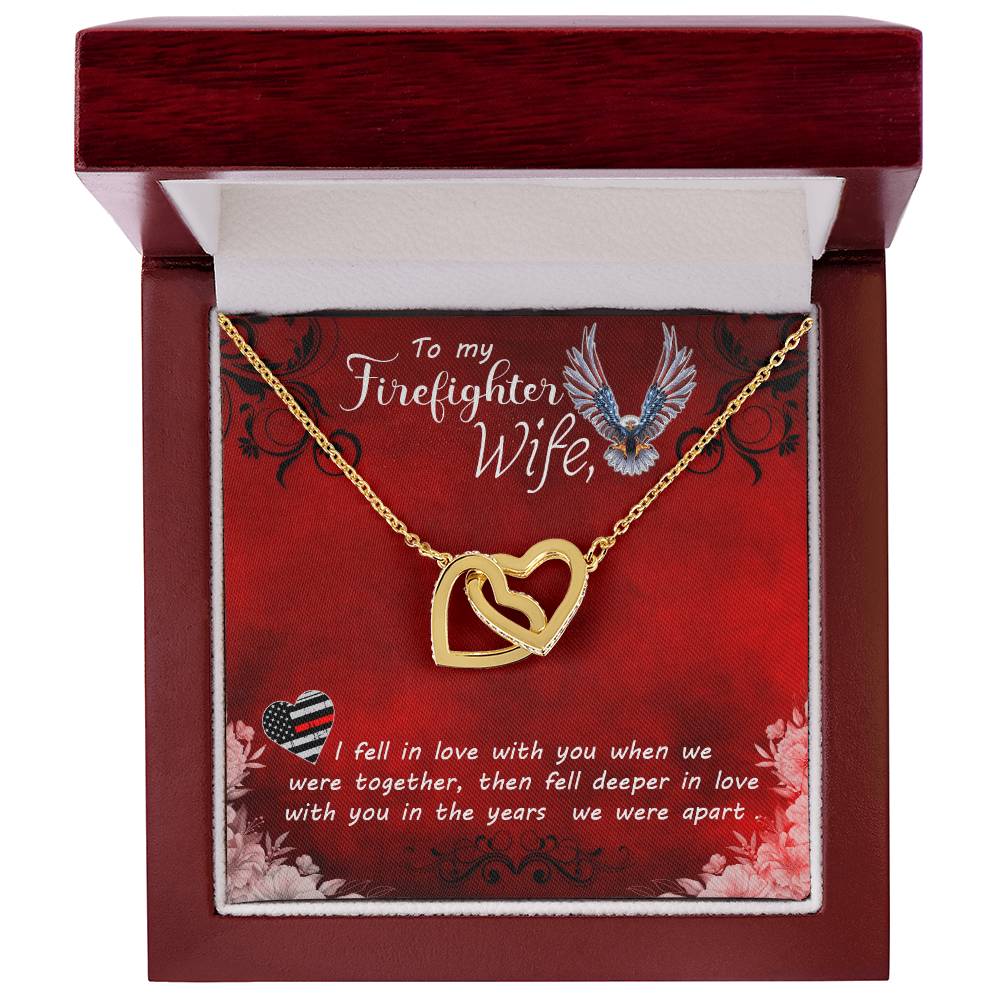 To My Firefighter Wife Necklace Interlocking Hearts Necklace