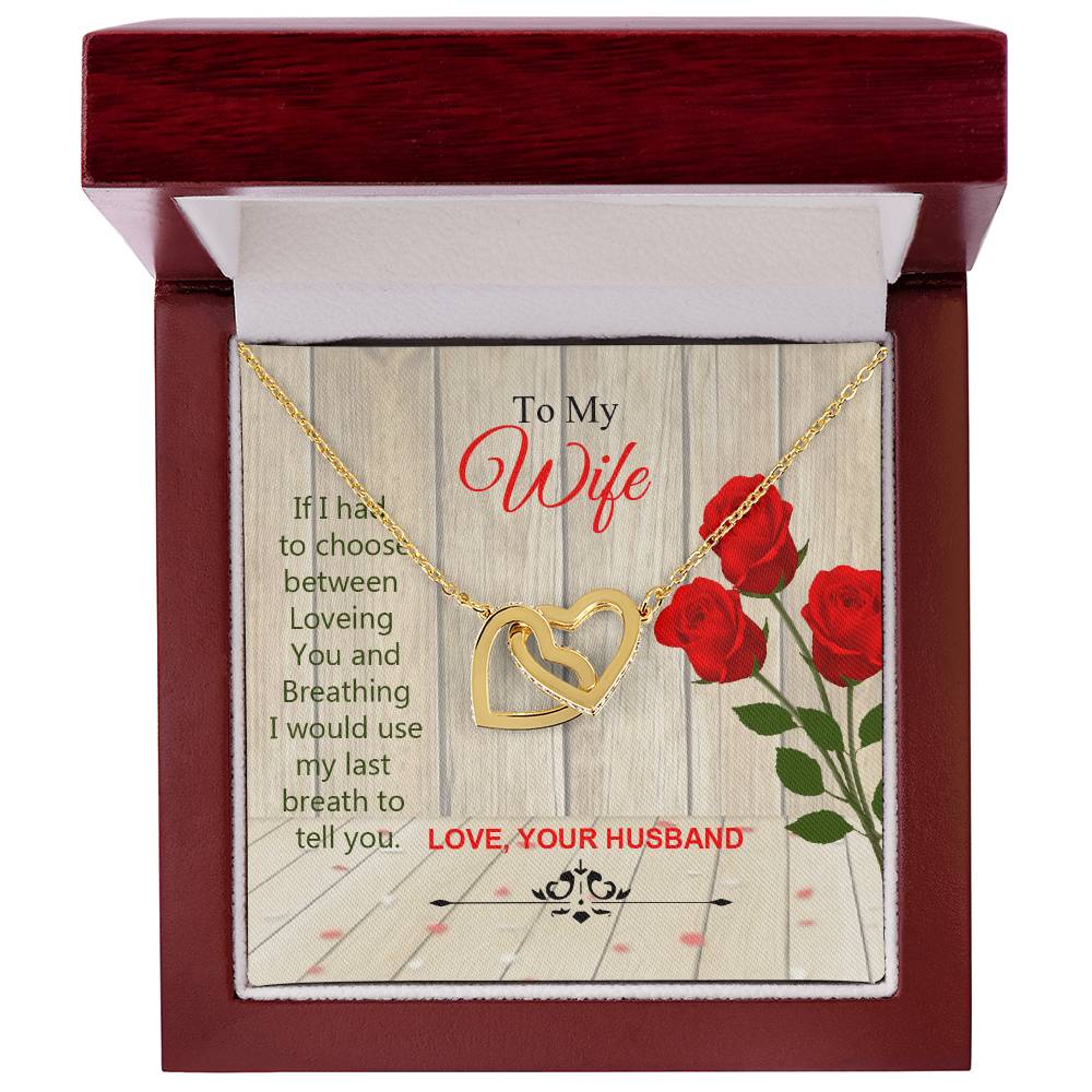 To My Wife Interlocked Beautiful Necklace Gift For Wife Love Your Husband. Interlocking Hearts Necklace