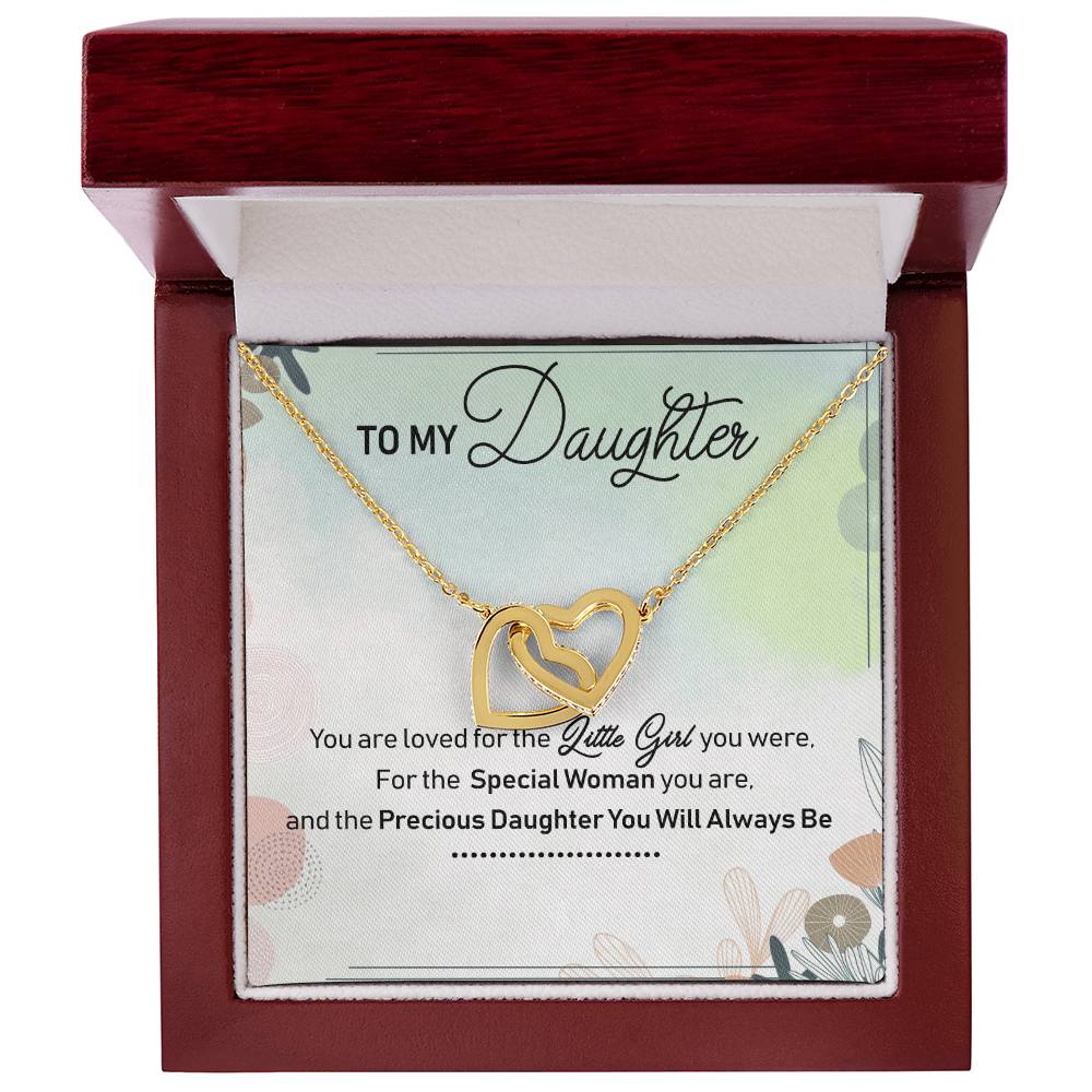 To My Daughter Interlocking Hearts Necklace Message Card