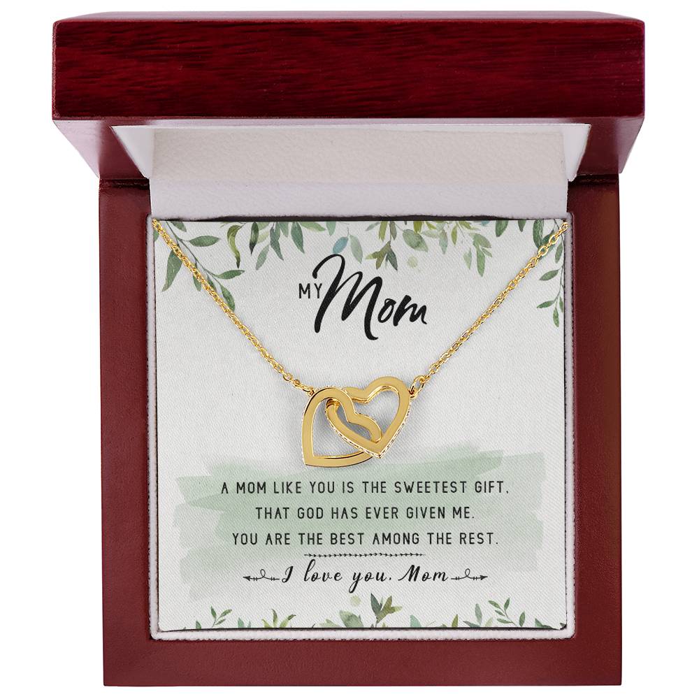 My Mom Interlocking Hearts Necklace Message Card