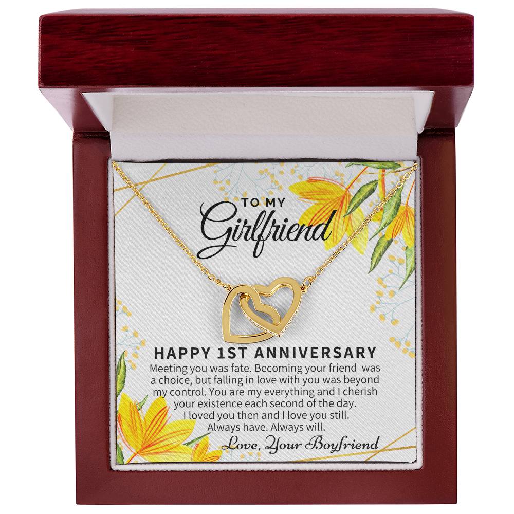 1St Anniversary Gift For Girlfriend Personalized Anniversary Gift One Year Anniversary Gifts 1 Year Anniversary Gift For Girlfriend Interlocking Hearts Necklace
