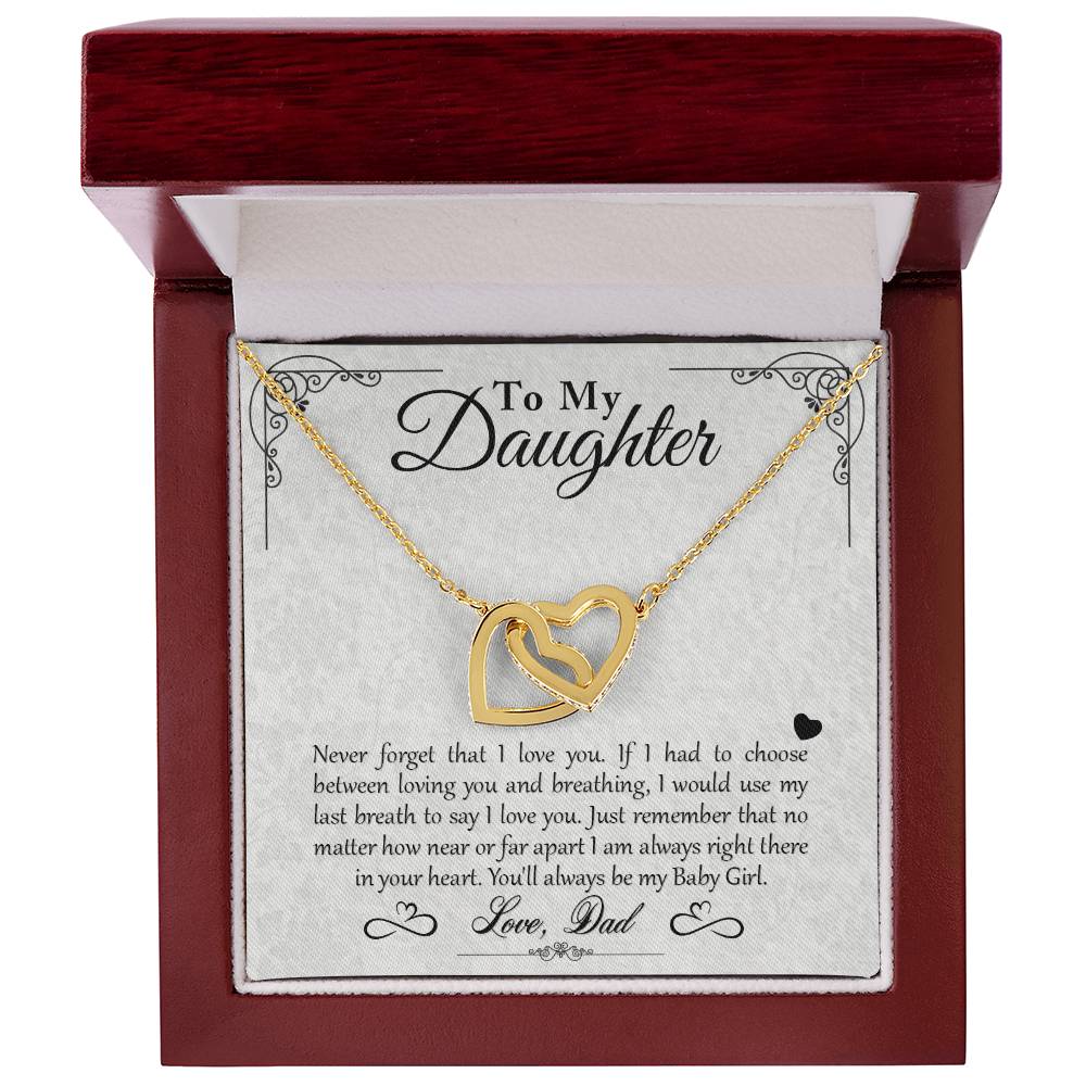 My Baby Girl - Love Dad - Double Heart Necklace Interlocking Hearts Necklace