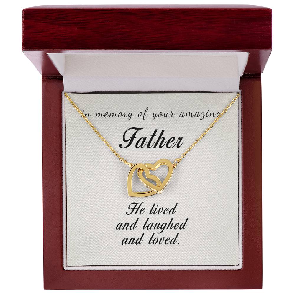 In Memory Of Your Amazing Father Interlocking Hearts Necklace
