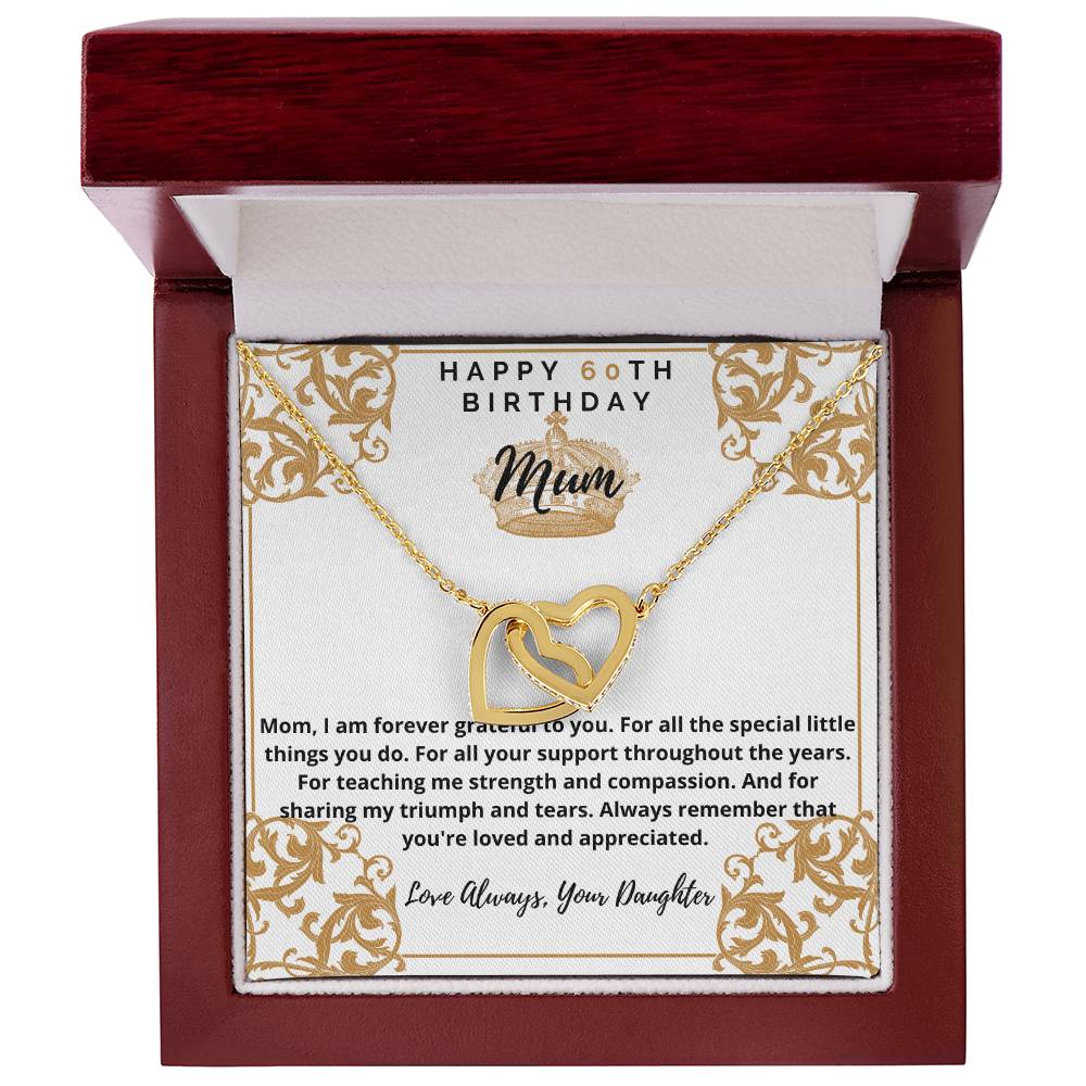 60Th Birthday Gift For Mum From Daughter Interlocking Hearts Necklace
