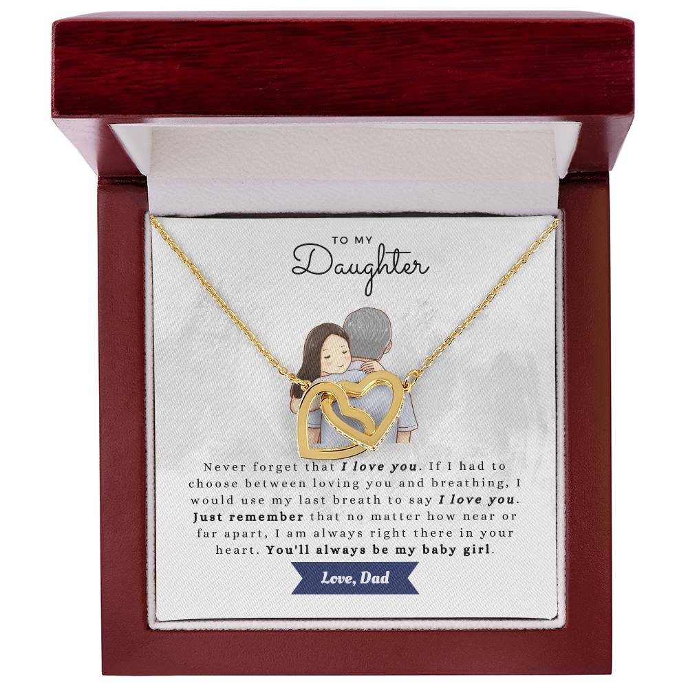To My Daughter Never Forget Necklace Gift Set Interlocking Hearts Necklace
