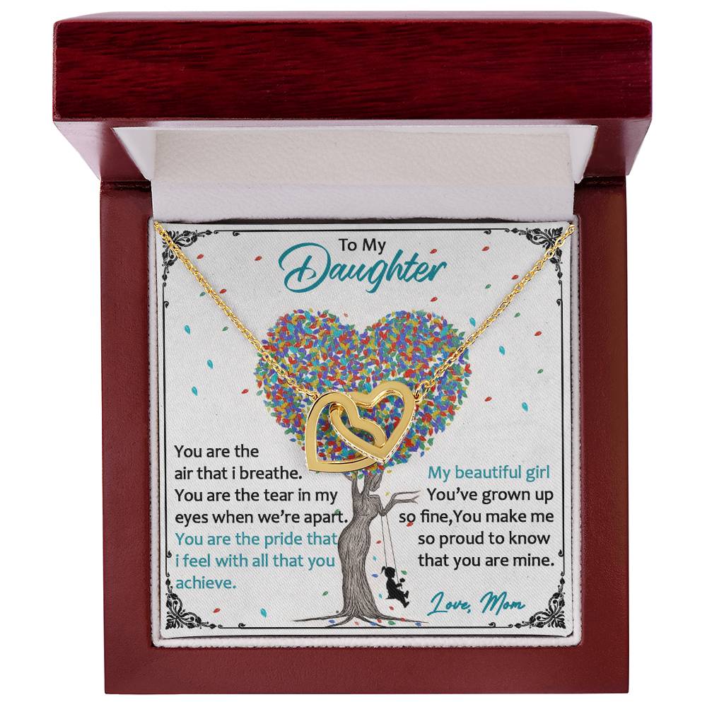Love Always Comes From The Heart - To My Daughter Luxe Interlocking Heart Necklace Gift Set Interlocking Hearts Necklace