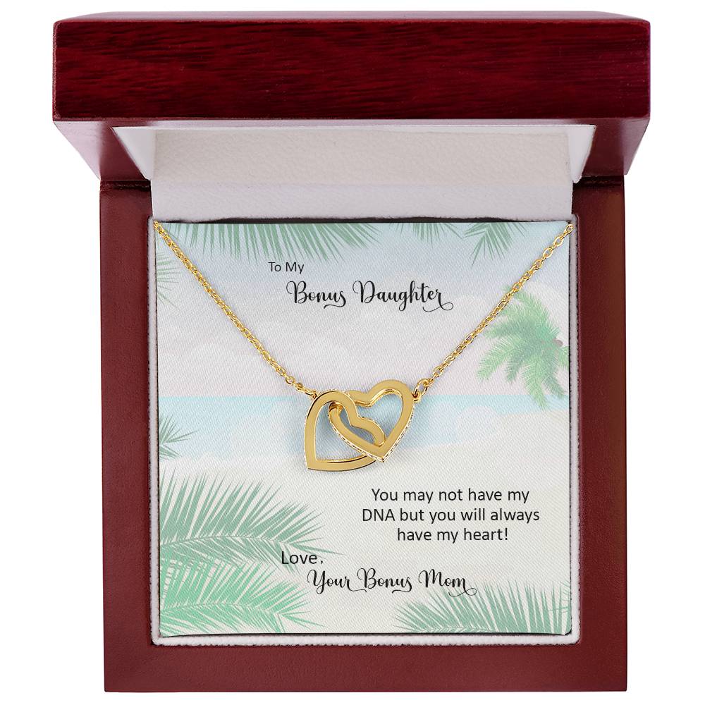 Bonus Daughter From Bonus Mom No Dna But You Have My Heart Interlocking Hearts Necklace