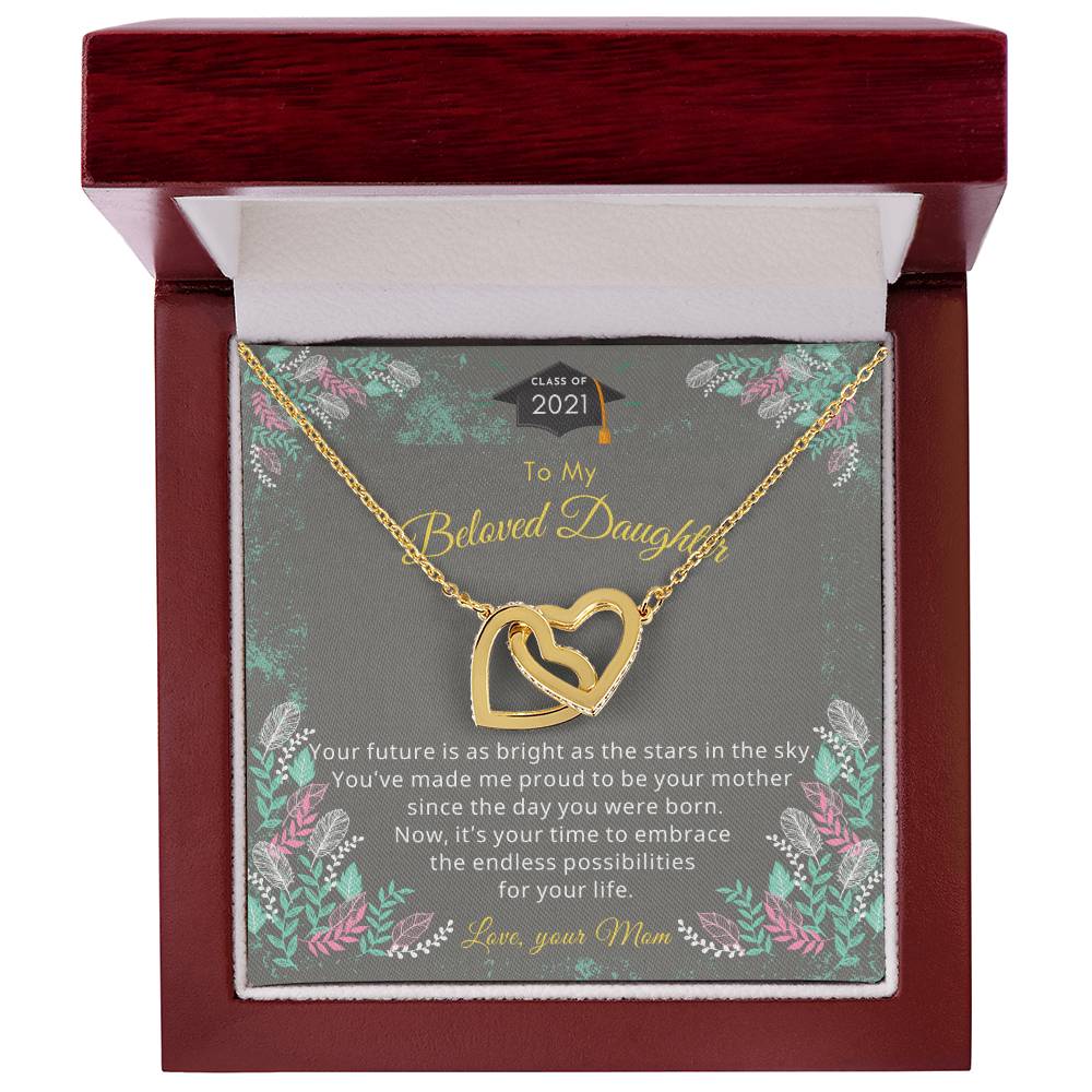 Two Hearts For Daughter'S Graduation Necklace. Interlocking Hearts Necklace