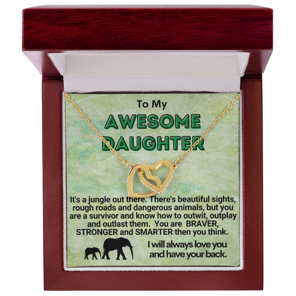 Awesome Daughter Linked Hearts Necklace Gift From Mom Or Dad Interlocking Hearts Necklace