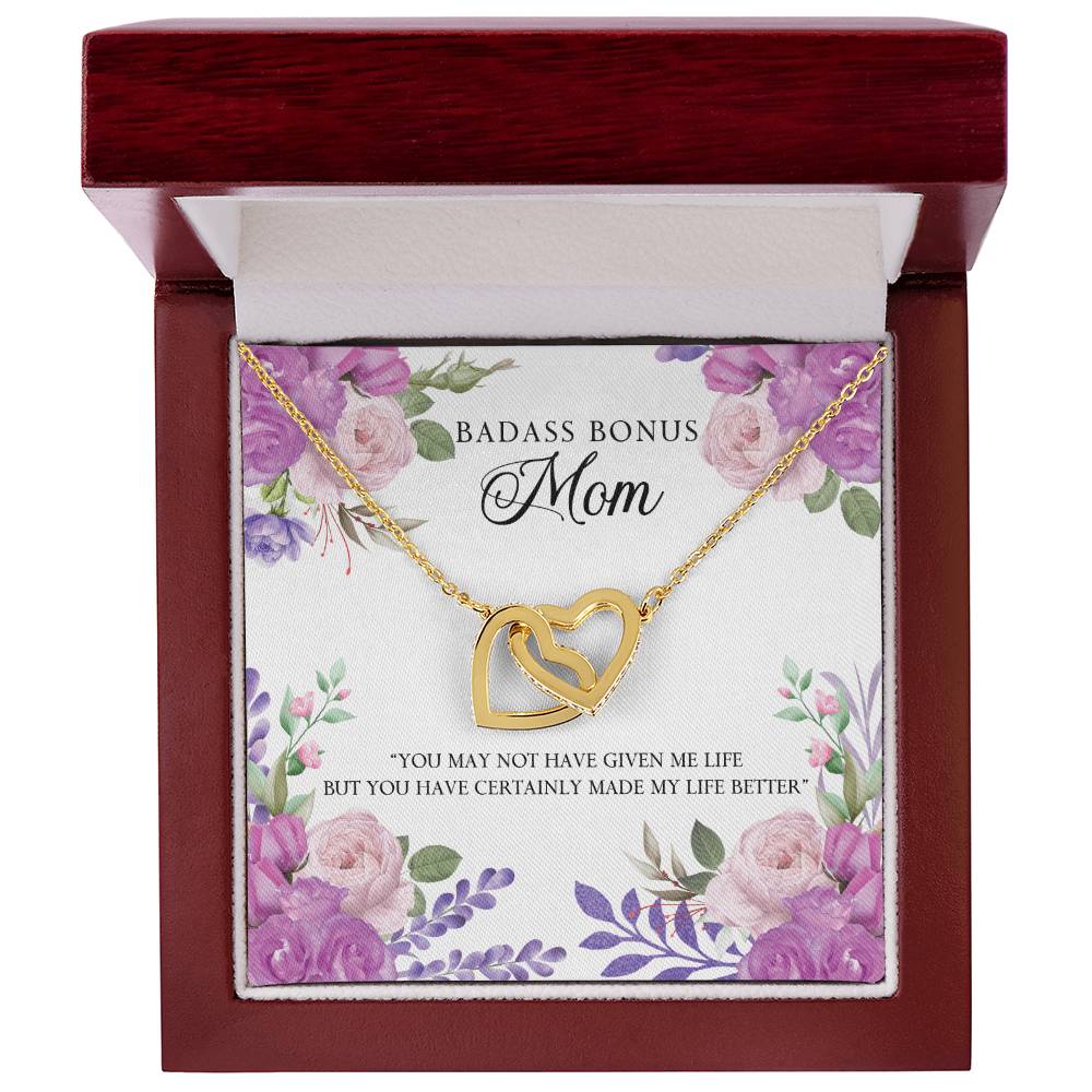 Badass Bonus Mom Interlocking Hearts Necklace
