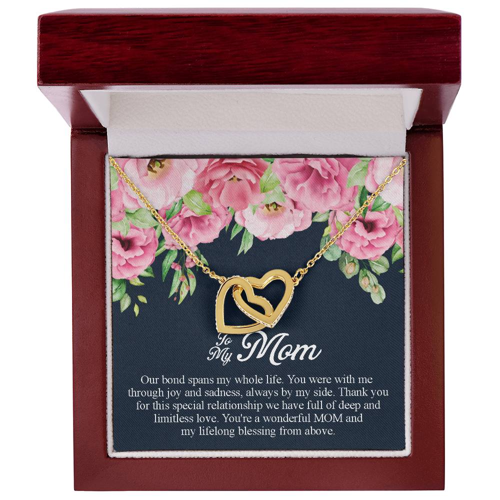 To My Mom You'Re A Wonderful Mom Interlocking Hearts Necklace