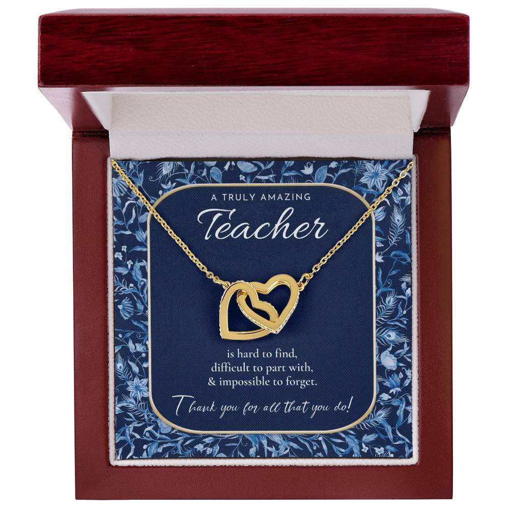 Teacher Gift Gift For Teacher Necklace A Truly Amazing Teacher Appreciation Gift Gorgeous Necklace For Teacher Interlocking Hearts Necklace