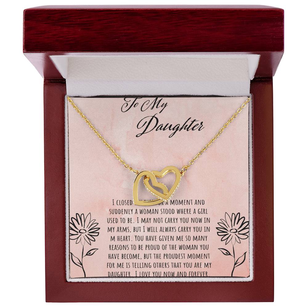 To My Daughter I Close My Eyes For A Moment Interlocking Hearts Necklace