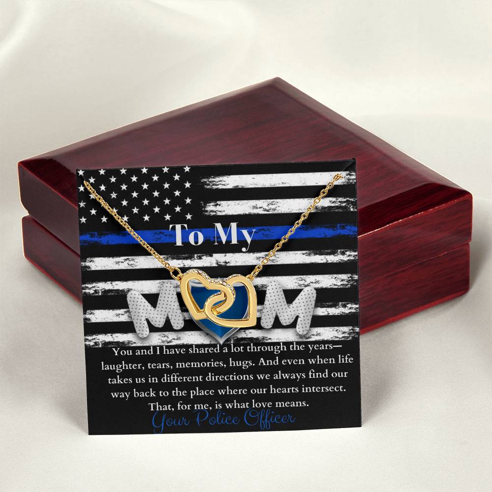 Police Officer'S Mom Necklace Interlocking Hearts Necklace