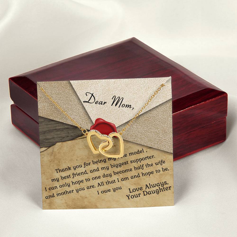 Mom Is My Role Model Interlocking Hearts Necklace