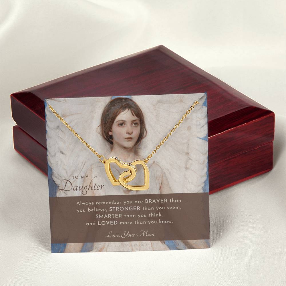To My Daughter Always Remember Gift For Daughter From Mom Daughter Birthday Graduation Christmas Present Interlocking Hearts Necklace