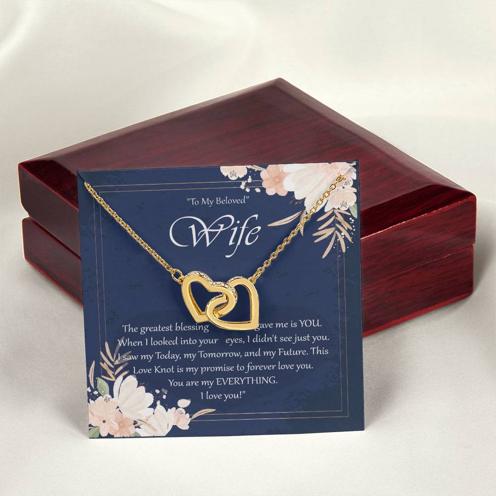 To My Beloved Wife Interlocking Hearts Necklace