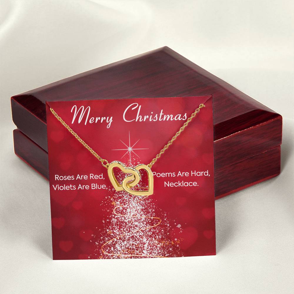 Roses Are Red Violets Are Blue Poems Are Heard Necklace. Christmas Gift Xmas Necklace Gift Interlocking Hearts Necklace