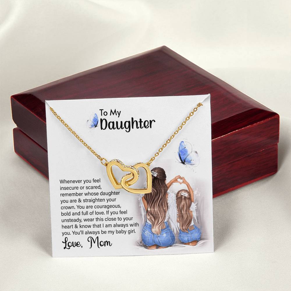 My Daughter Wear This Close To Your Heart. Interlocking Hearts Cubic Zirconia Diamond Pendant Interlocking Hearts Necklace