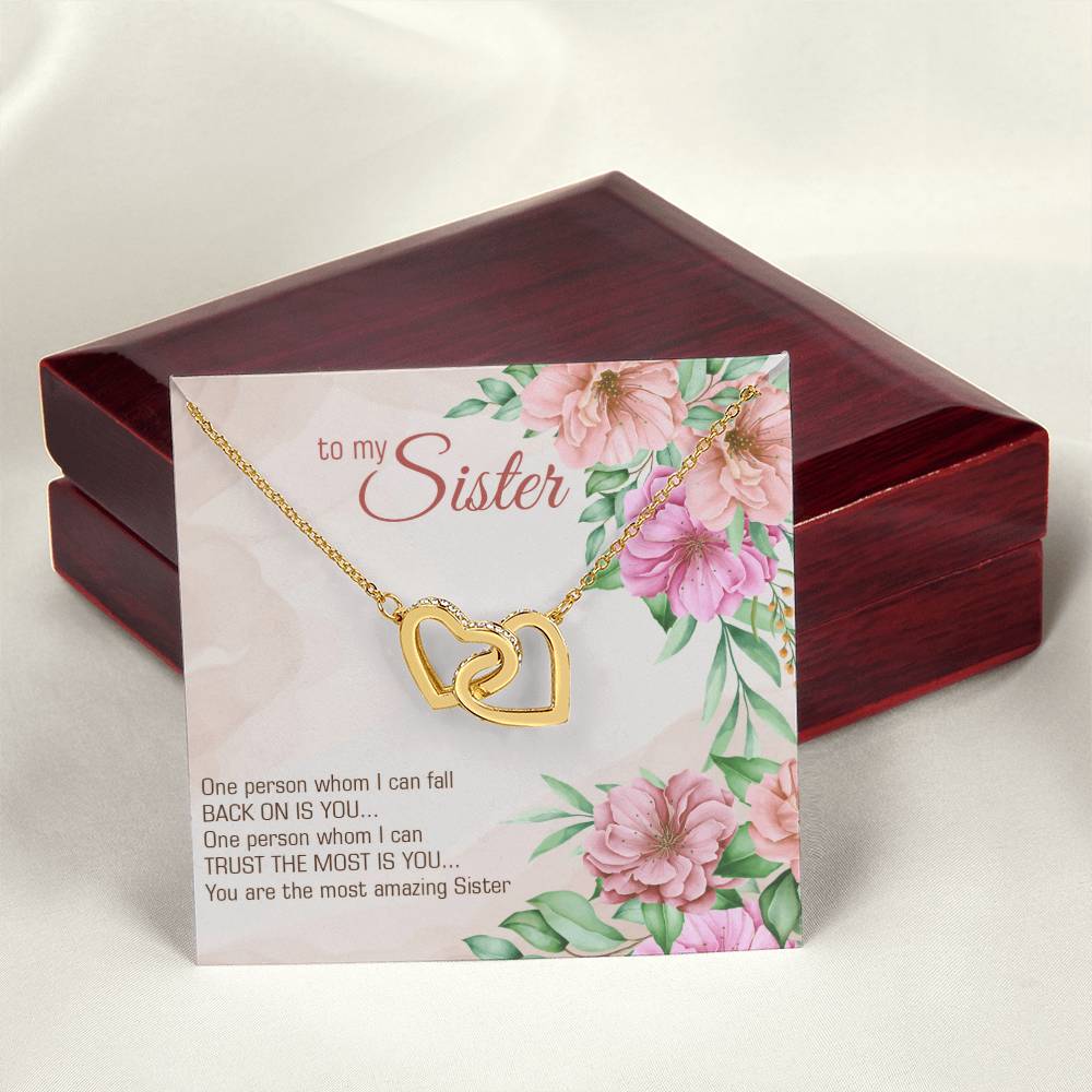 To My Sister Interlocking Hearts Necklace