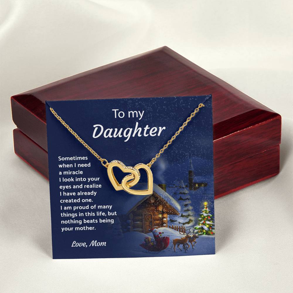 To My Daughter - When I Need A Miracle - Necklace Interlocking Hearts Necklace