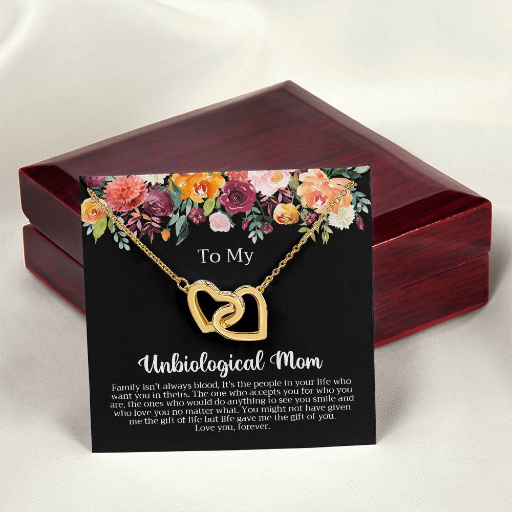Unbiological Mom Necklace Interlocking Hearts Necklace