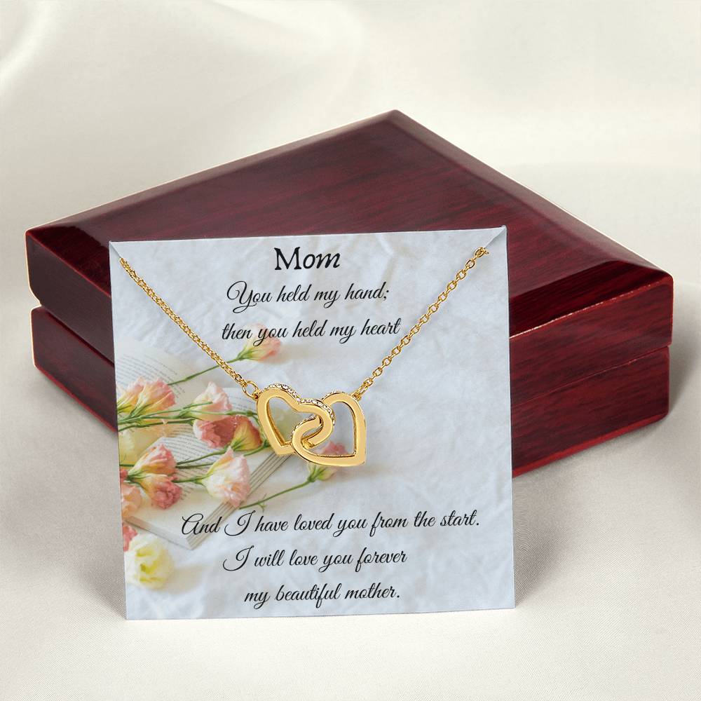 Gift For Mom - Interlocking Heart Necklace With Cubic Zirconia Interlocking Hearts Necklace