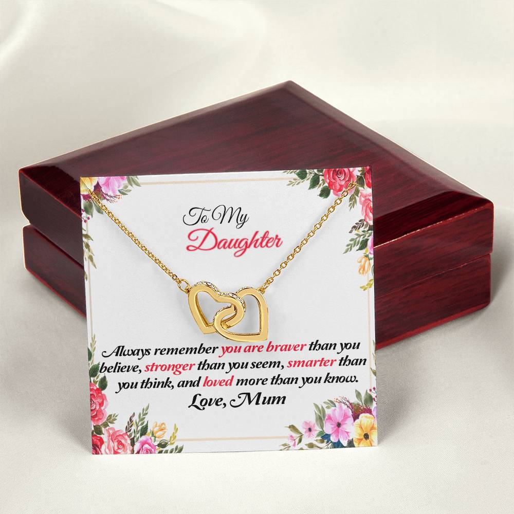 To My Daughter Joined Hearts Pendant Necklace From Mum Interlocking Hearts Necklace