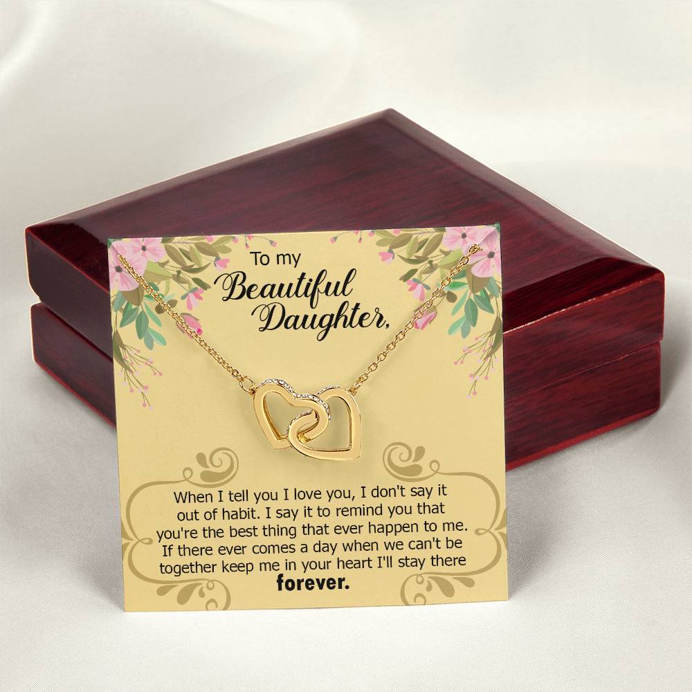 To My Beautiful Daughter Forever Necklace Interlocking Hearts Necklace