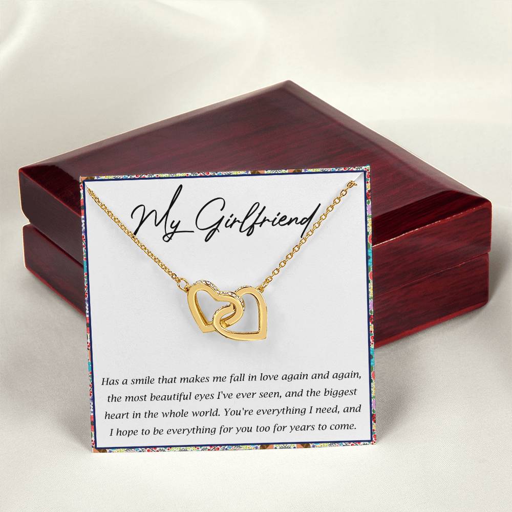 My Girlfriend Interlocking Hearts Necklace Message Card