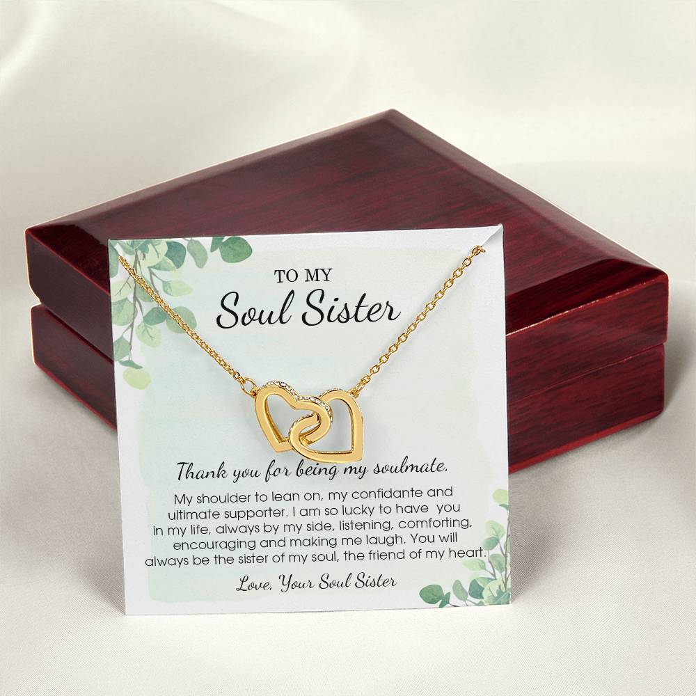To My Soul Sister Necklace Friendship Necklace To Soul Sister Unbiological Sister - Bff Gifts For Birthday Interlocking Hearts Necklace