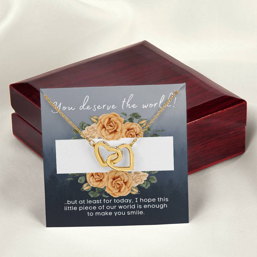 My World - Stainless Steelrose Gold Interlocked Hearts Necklace And Card Interlocking Hearts Necklace